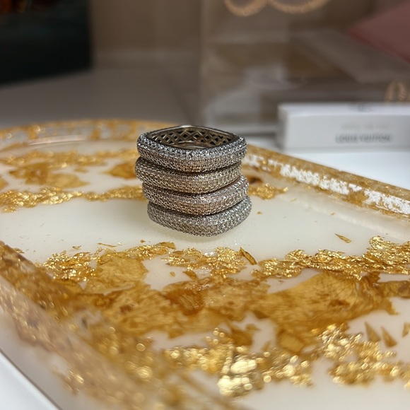 Sterling silver pave square ring, 4 count - Picture 8 of 8